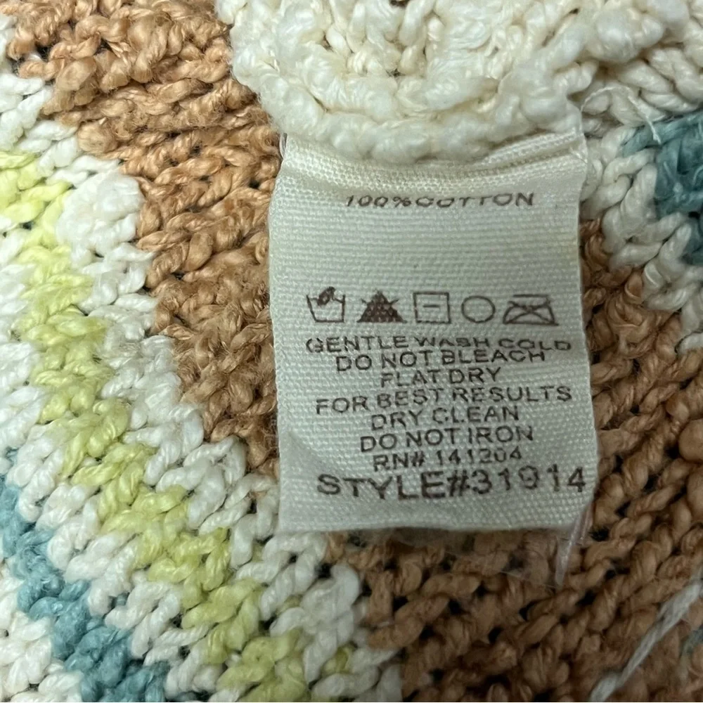 Hem & Thread Earthy Tones Striped Sweater L Boho Festival LIghtweight Textured - Picture 9 of 11